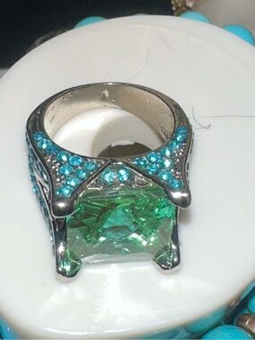 Turquoise Austrian Crystal Ring